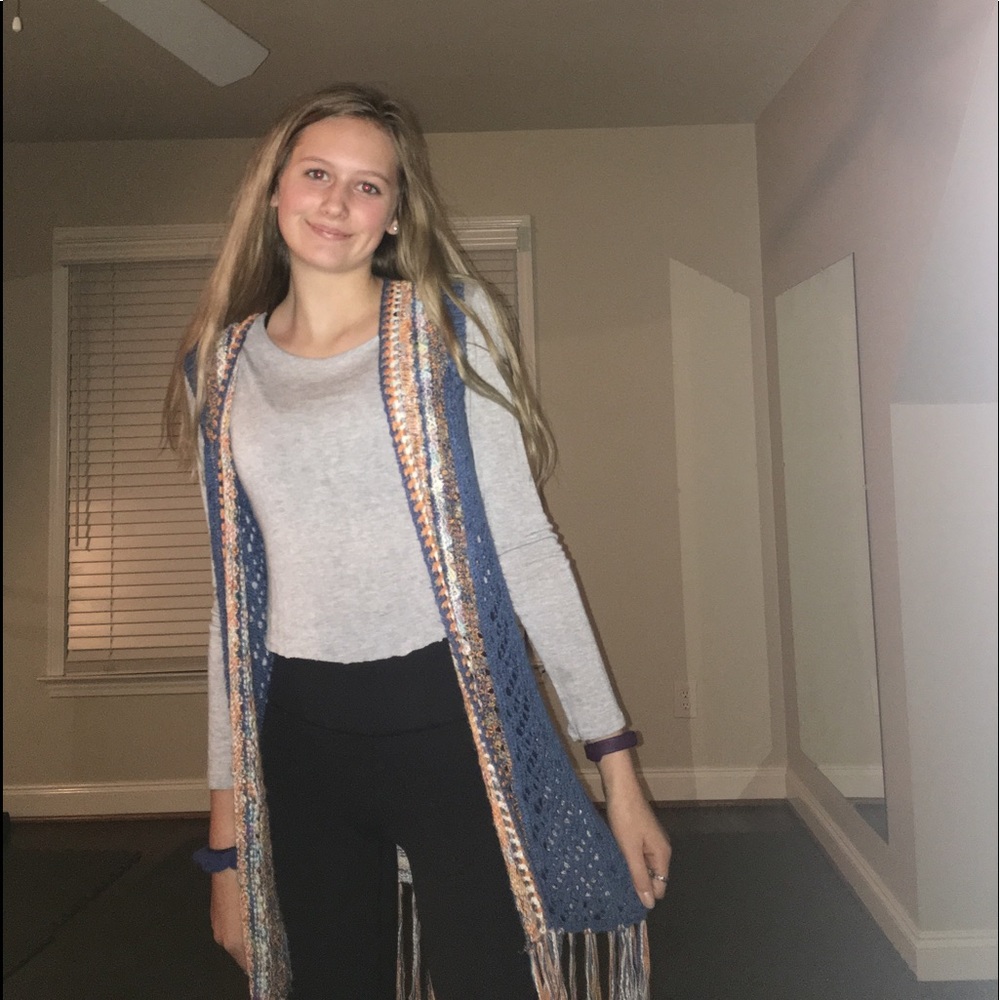 long colorful vest